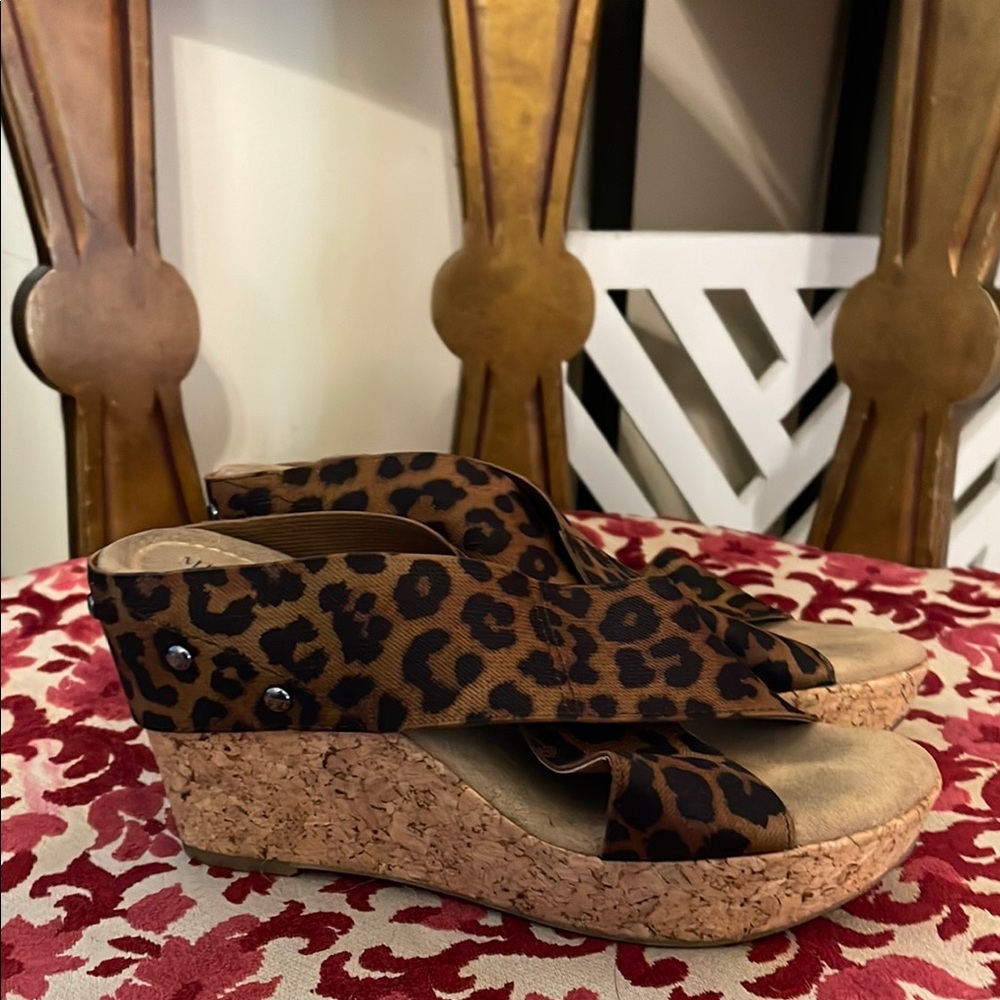 Leopard Print Wedge Sandals